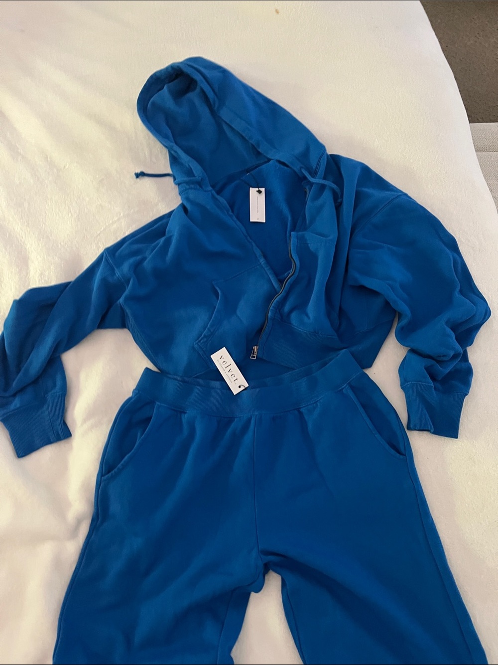 Velvet by Graham & Spencer Electric Blue Cropped Hoodie & Joggers